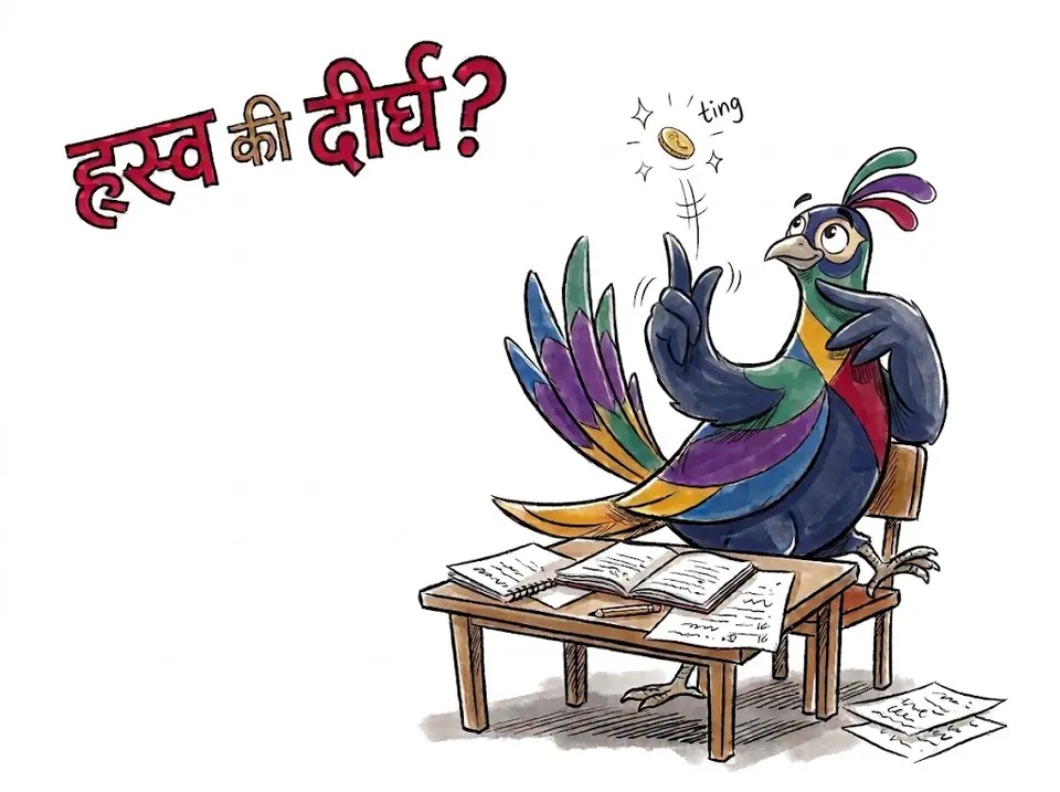 ह्रस्व र दीर्घ छुट्ट्याउँदै गरेको डाँफे